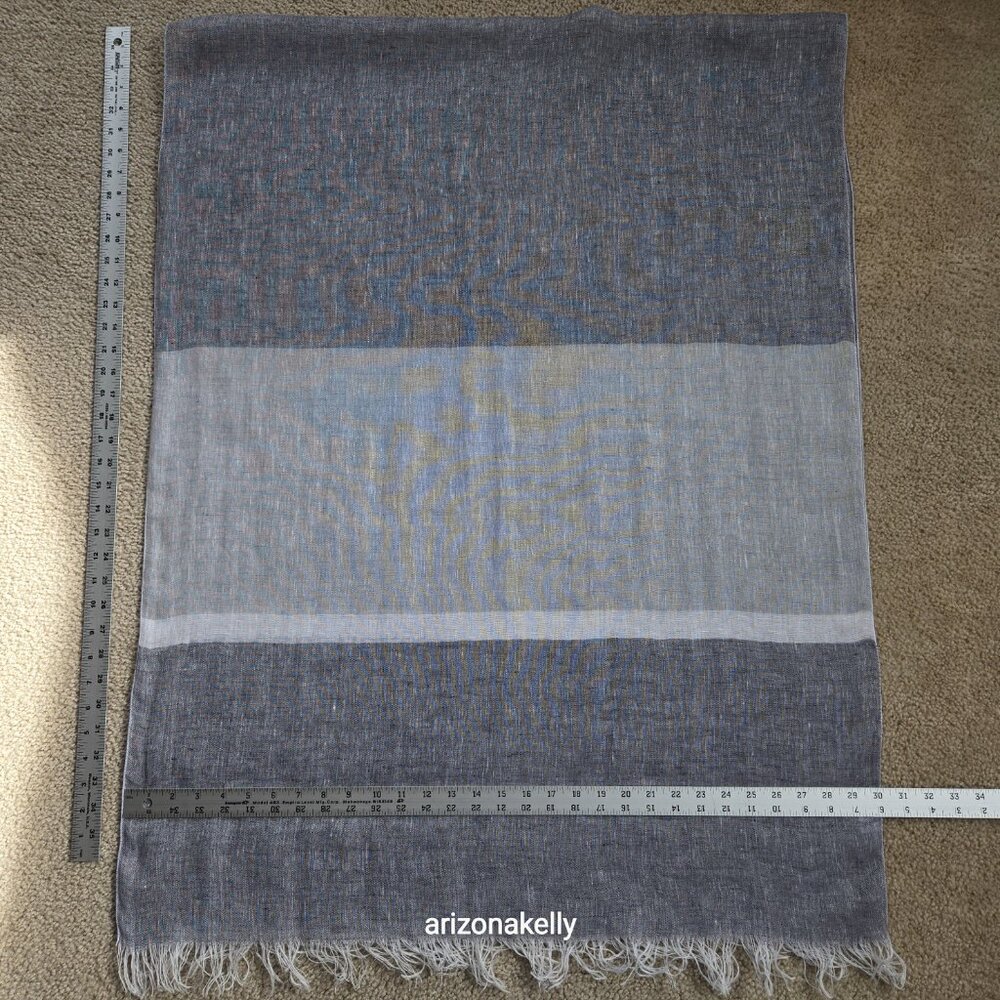 NWOT Italian Linen Scarf Grey and White PERFECT - Picture 4 of 12
